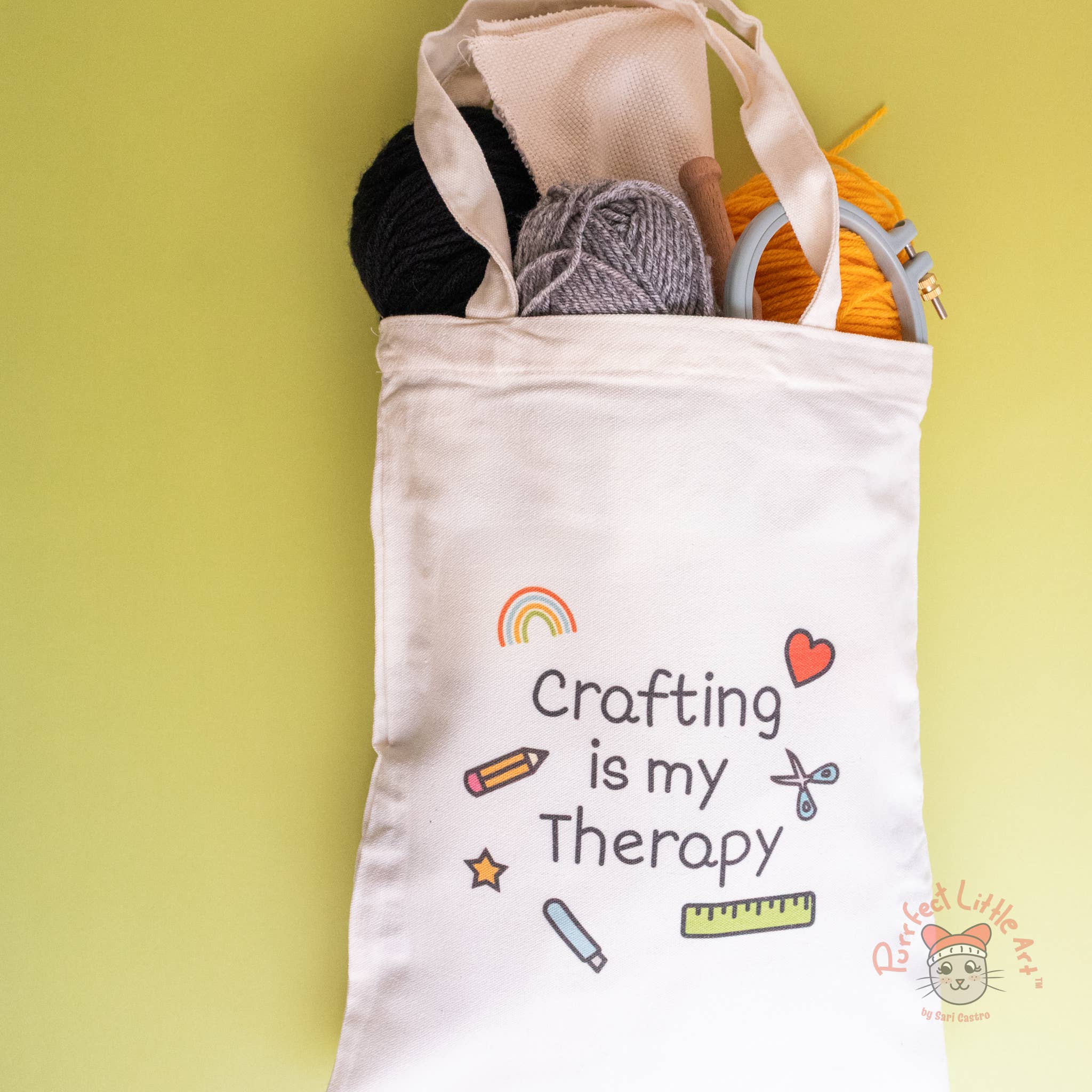 Purrfect Little Art - Wholesale Tote Bag - Women's - Crafting is My Therapy Tote | Craft Lovers  3
