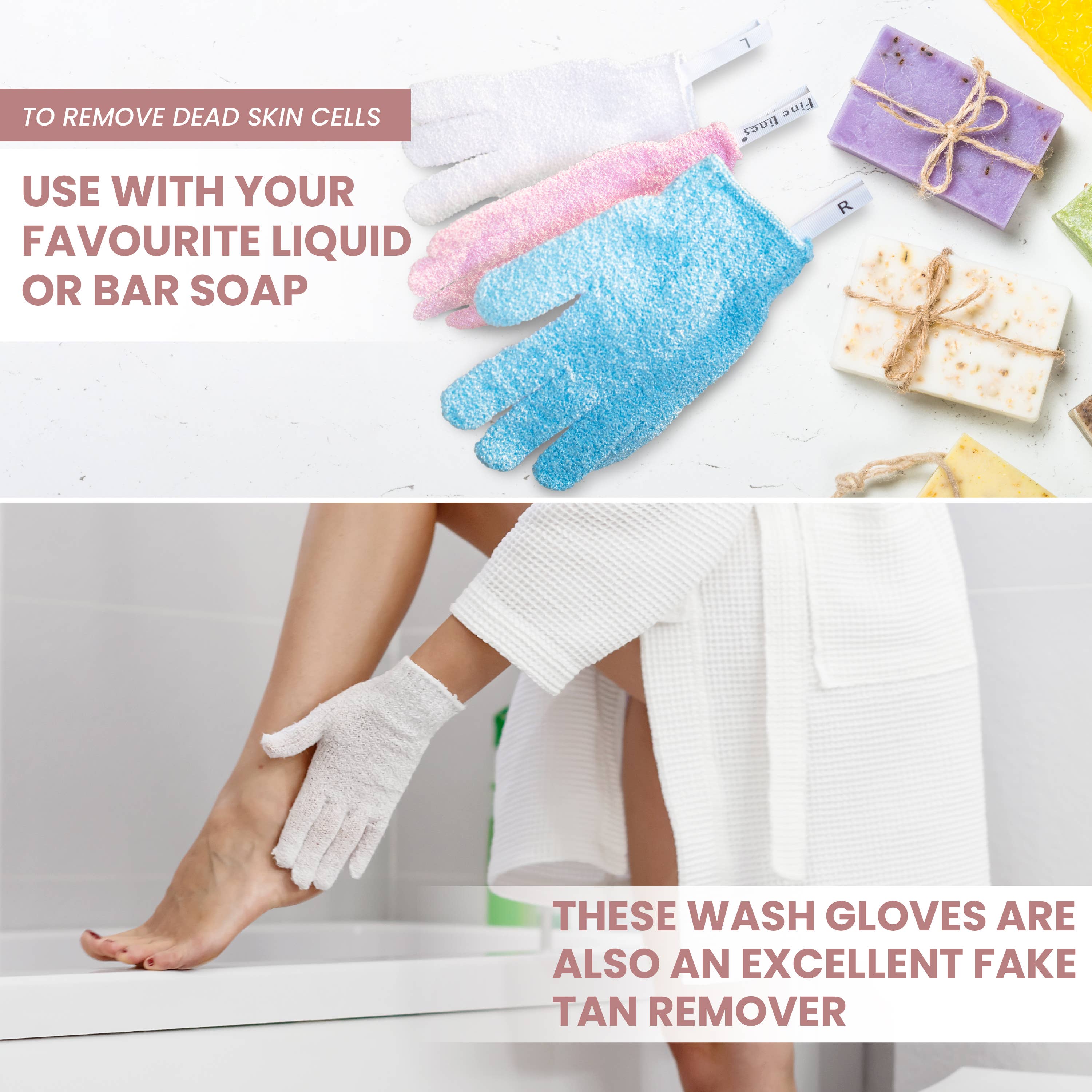 Fine Lines (UK) Ltd – wholesale Exfoliating gloves/mitts – Exfoliating Gloves - White3