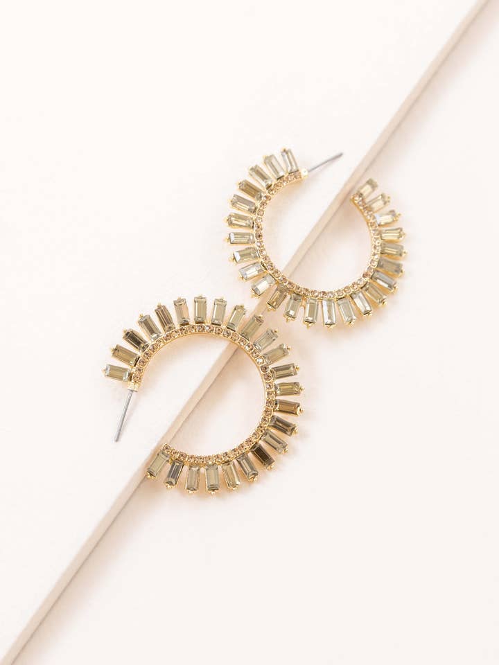 Baguette Rhinestone Hoop Earrings for wholesale by Lovoda
