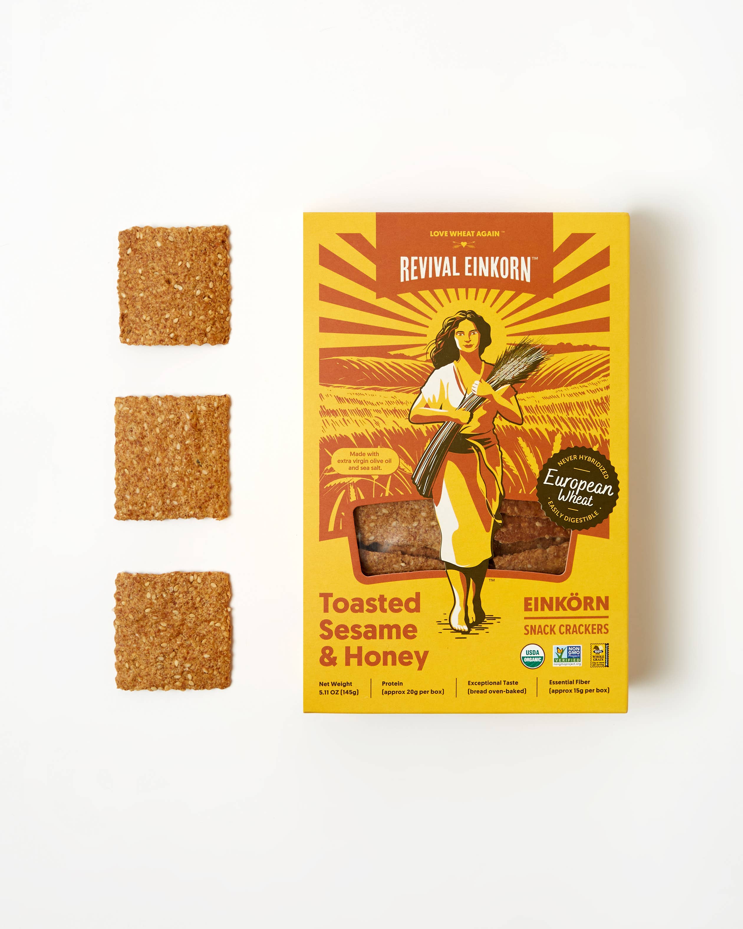 Revival Einkorn - Wholesale Crackers - Toasted Sesame & Honey