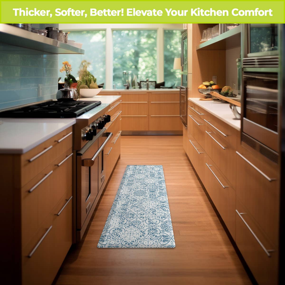 Briarwood Lane - Wholesale Floor Mat - Ornamental Blue and White Oversized Comfort Mat2