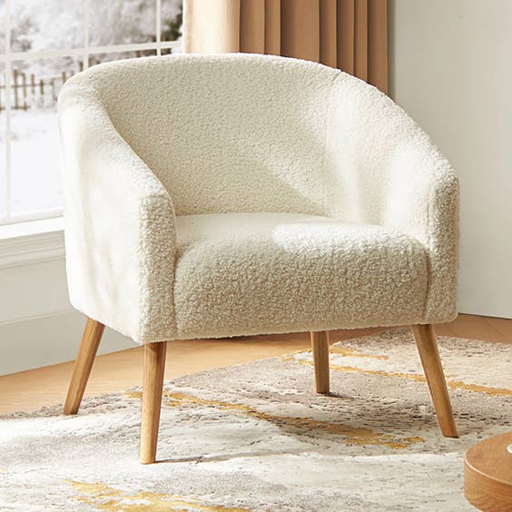 Ivory Nell Boucle Armchair for wholesale on Faire0