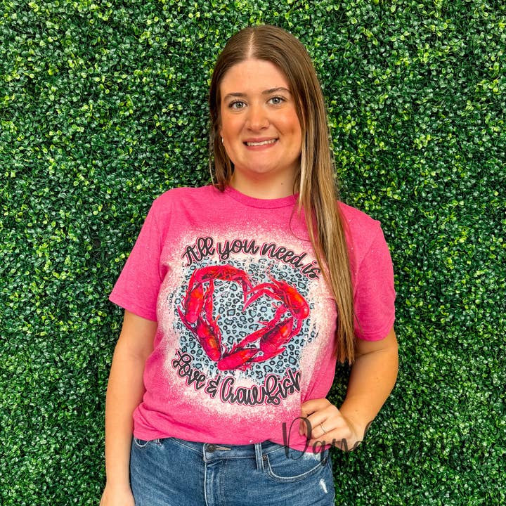 Love & Crawfish Bleached Tee for wholesale by Daydreamer Designs
