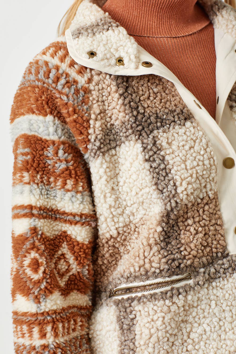 Mystree - Vendita all'ingrosso Felpa in pile - Donna - 60305 Giacca in pile con stampa mista5