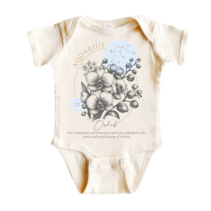 Aquarius Floral Celestial - Baby Boy Girl Clothes Infant Bodysuit Funny Cute Newborn for wholesale by North Fork Forager LLC