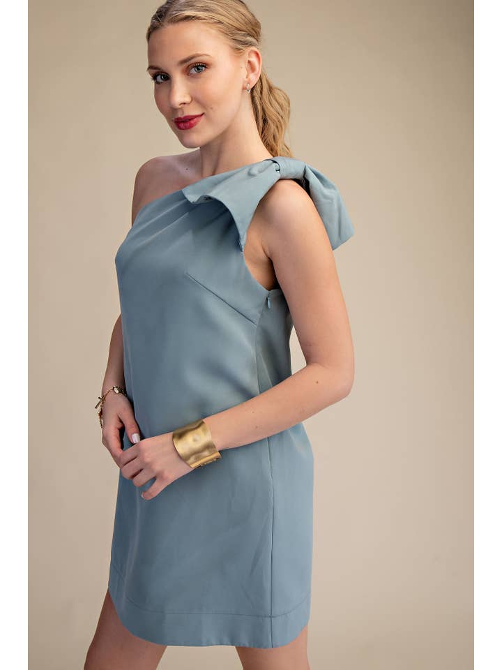 Glam - Wholesale Dress - Women's - Bow One Shoulder Mini Dress14