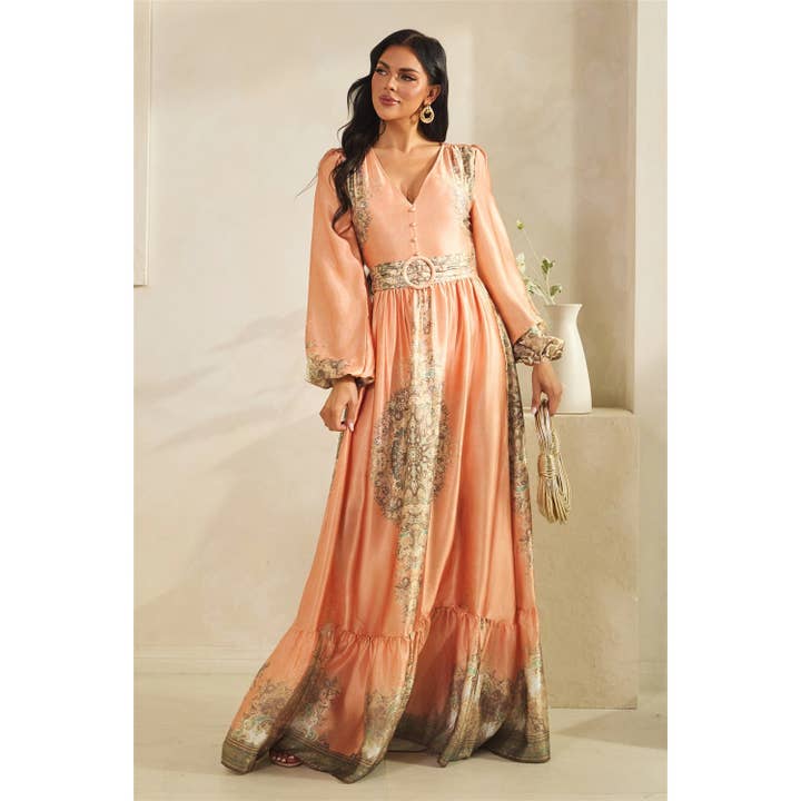 ABITO MAXI A MANICHE LUNGHE SCOLLO PROFONDO per la vendita all'ingrosso da parte di The Sang