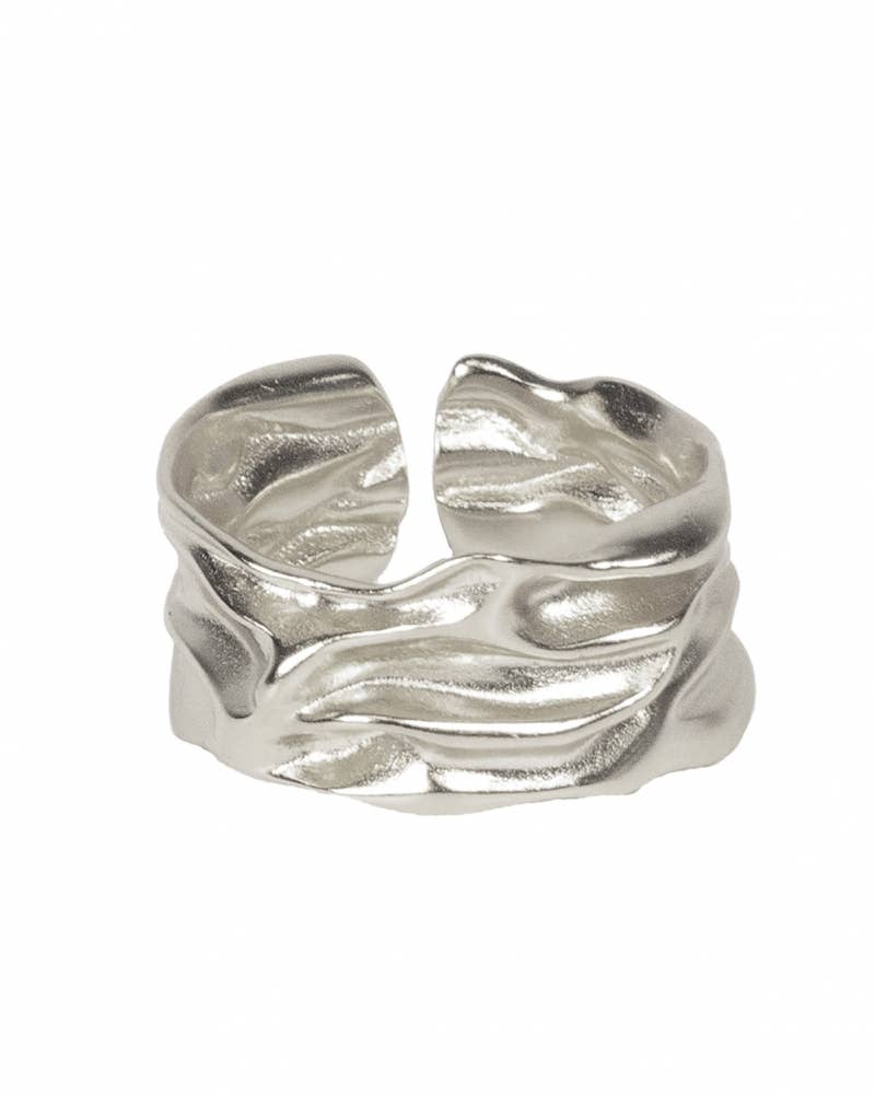 Trium Jewelry - Wholesale Band/Stacked Ring - Anillo de banda martillada en plata de ley 925 chapado en oro de 18k2