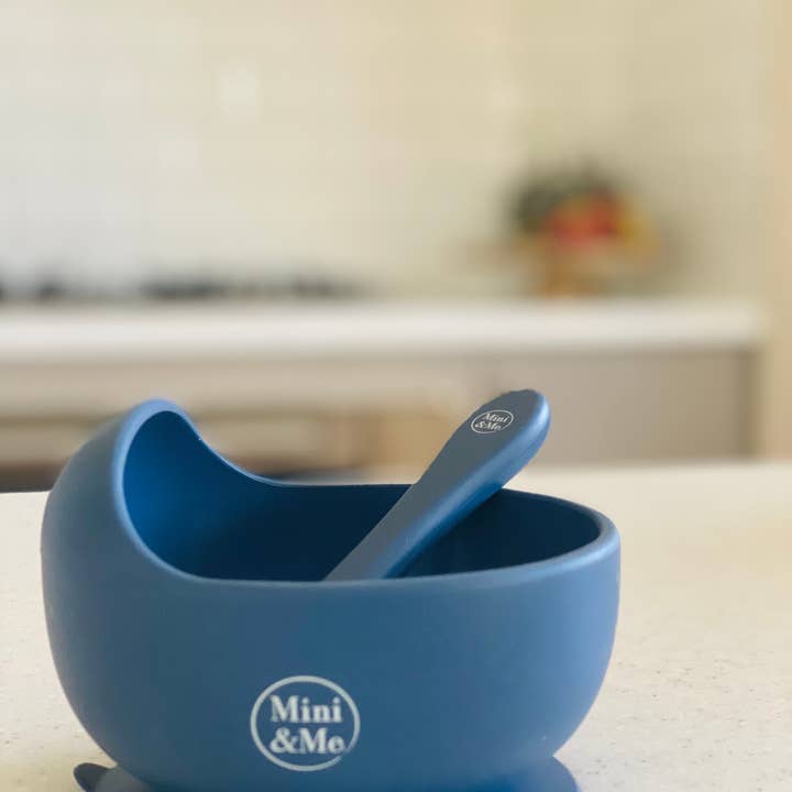 Cuddle Bug & Co – wholesale Feeding set – Baby – Mini & Me Wave Bowl & Spoon Blueberry1