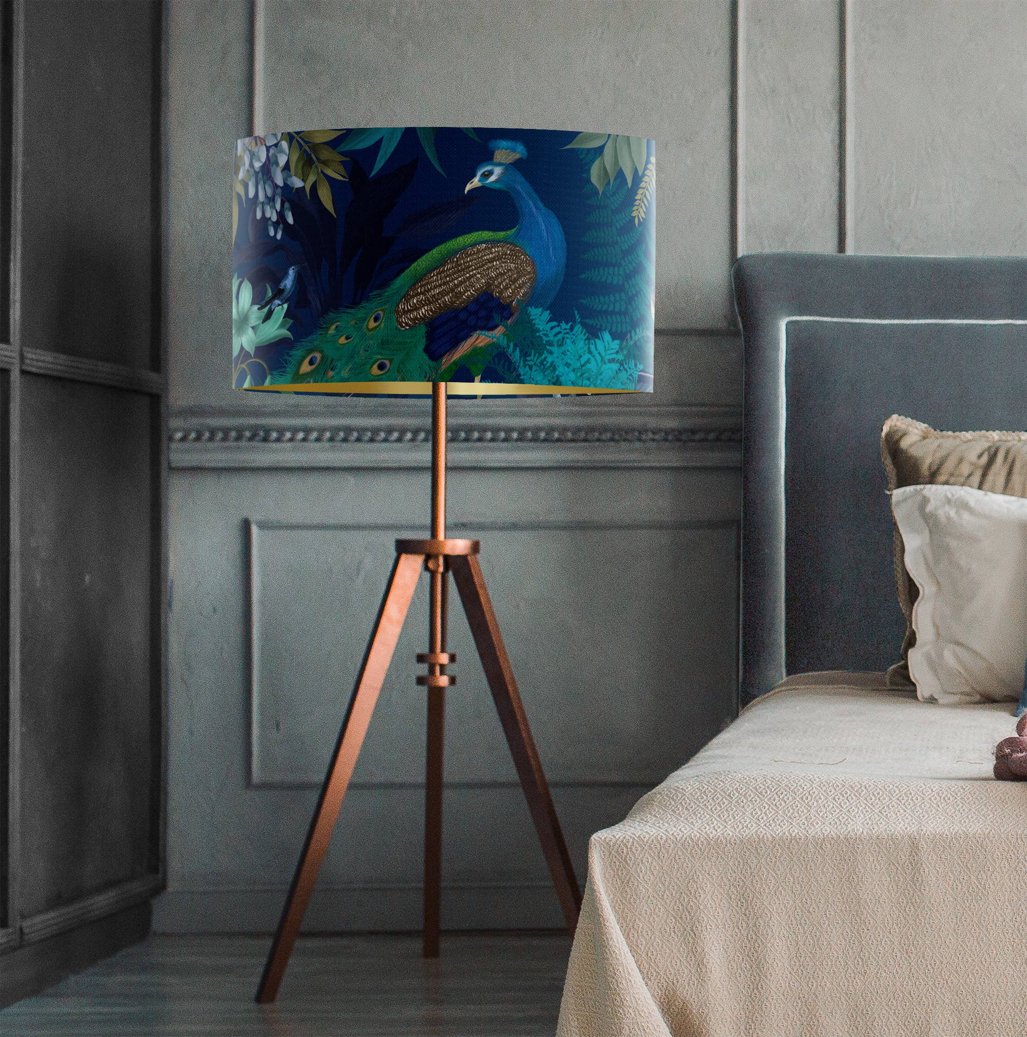 FabFunky Ltd - Wholesale Lamp Shade - Peacock Garden Lampshade Blue designer pack of 36