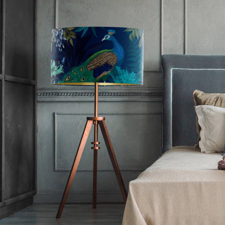 FabFunky Ltd - Wholesale Lamp Shade - Peacock Garden Lampshade Blue designer pack of 36