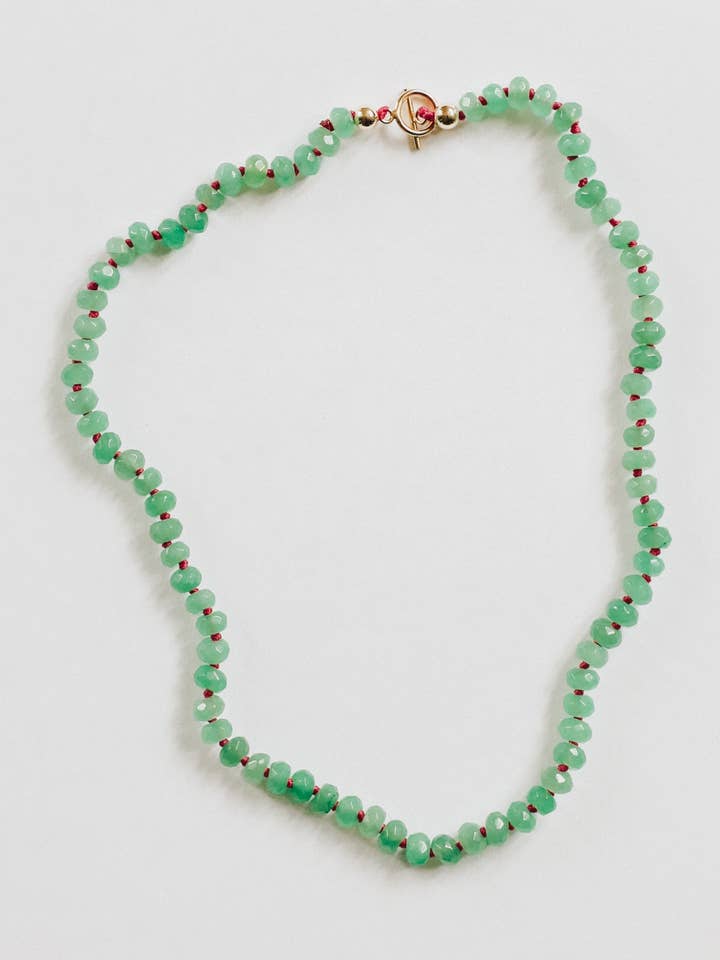 Natural Aventurine + 14KGold Filled Toggle Gemstone Necklace for wholesale by CanyonLeaf