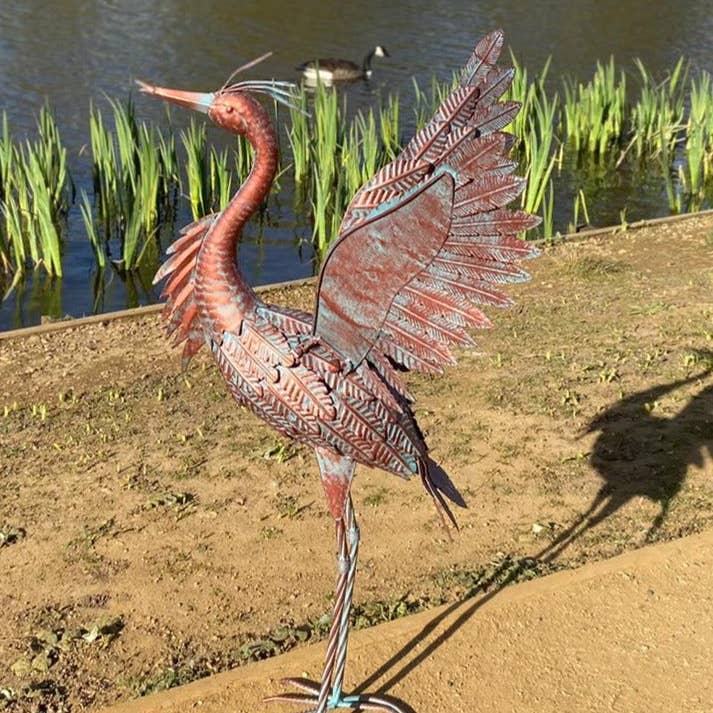 Marissa's Gifts – wholesale Sculpture – Bronze Metal Heron Garden Sculpture 70cm