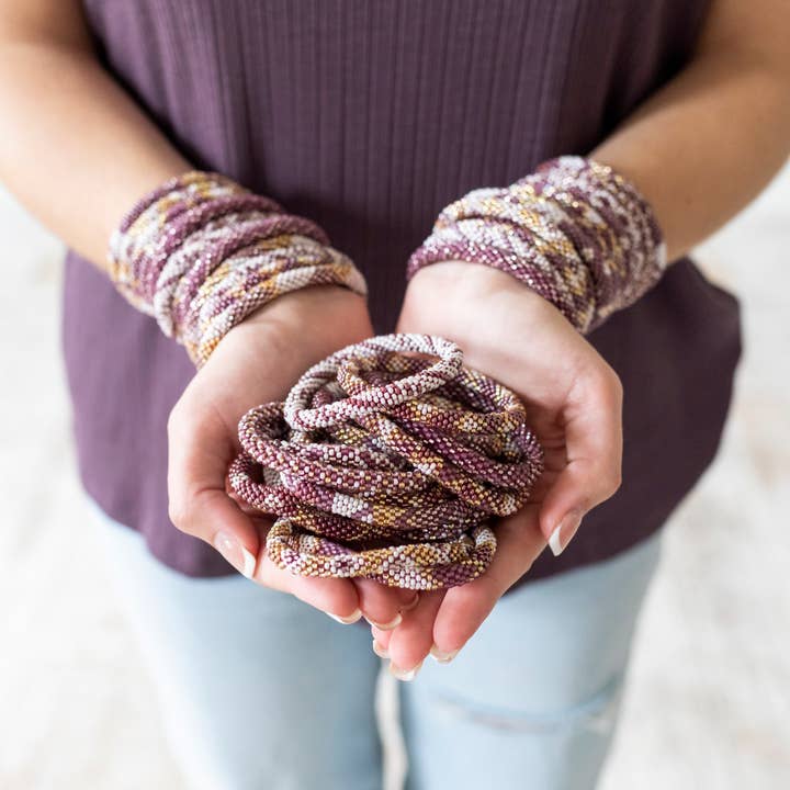 Aid Through Trade - Wholesale Jewelry Set - The Original Roll-On® Bracelet Mulberry - Set of 12