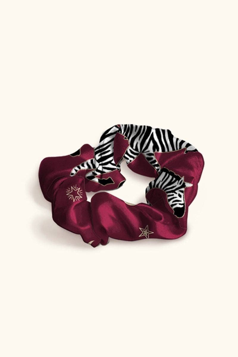 Zebra Print on Berry Isabis Scrunchy for wholesale on Faire