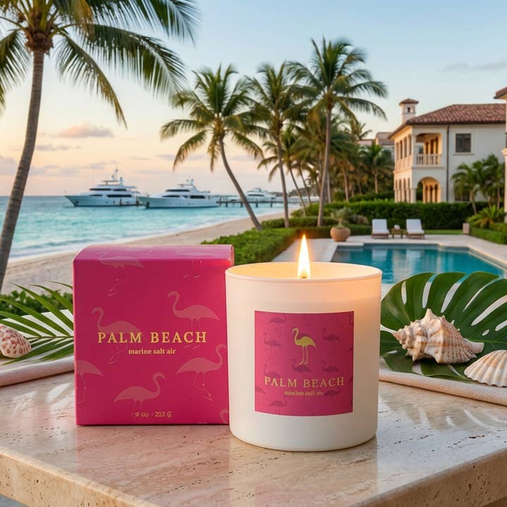 Palm Beach - Coastal Living 9 oz candle (marine salt air) for wholesale by Scents of Sicily