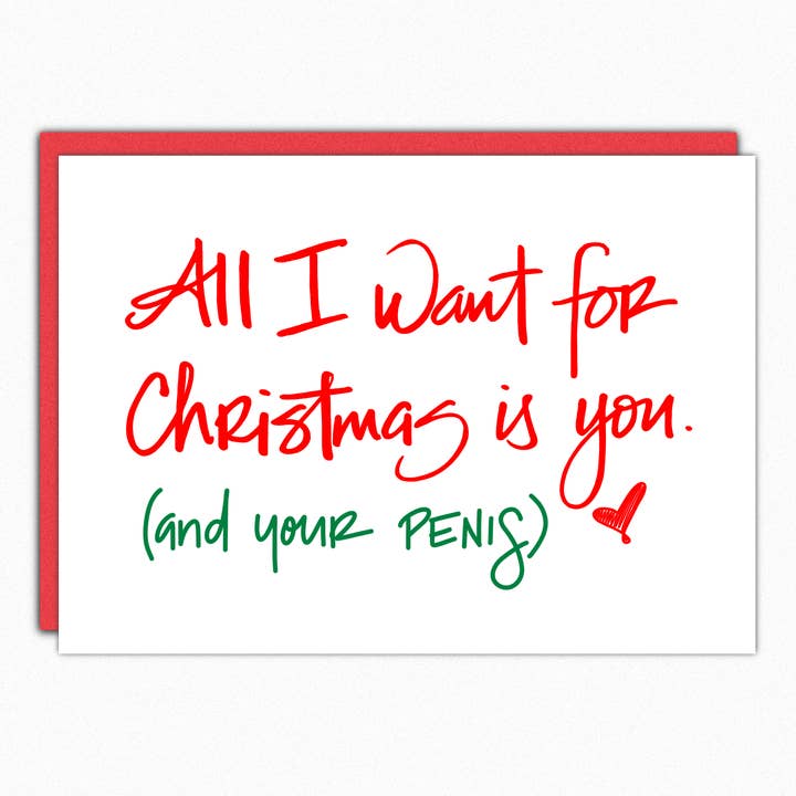 All I Want Naughty Christmas Cards for wholesale by In A Nutshell Studio