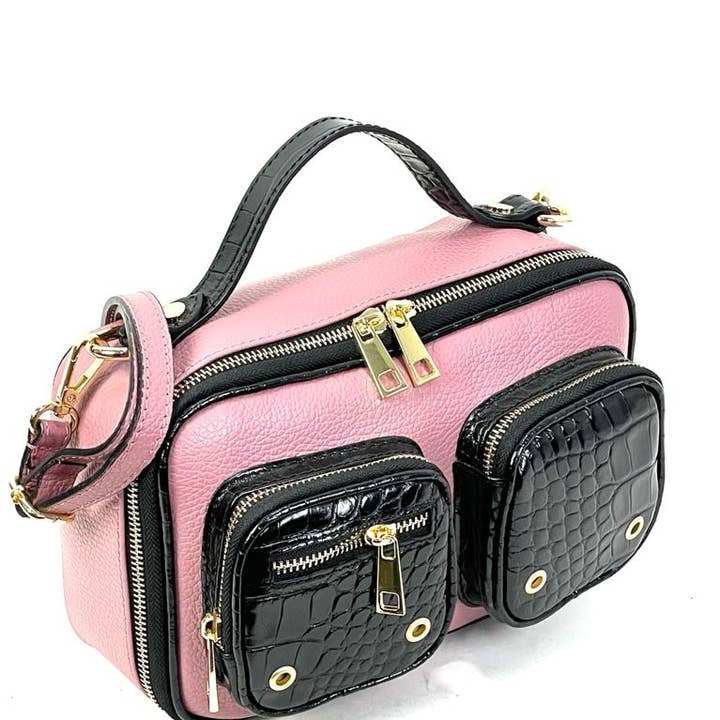 Chenson & Gorett - Wholesale Shoulder Bag - Women's - Italian Leather Shoulder Bag with 2 Front Pockets. Verano3