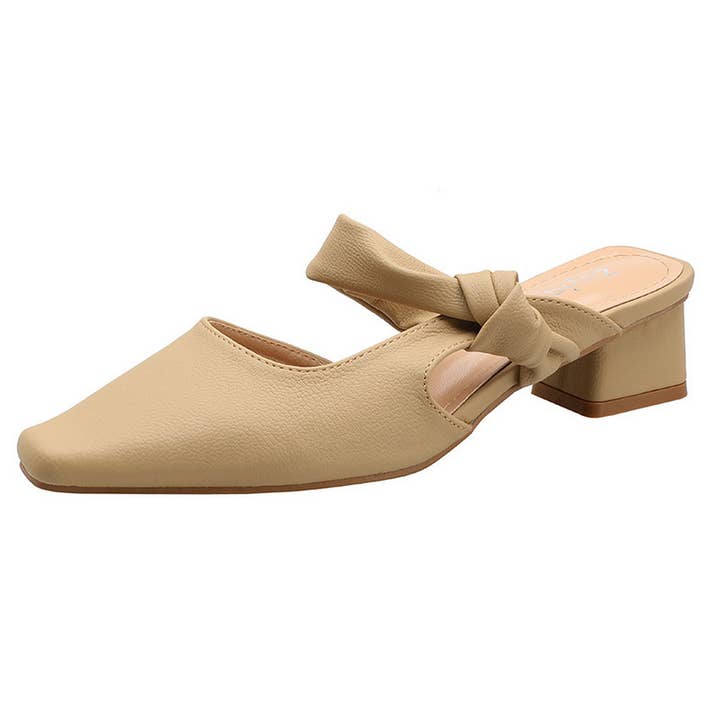 ACCITY - Wholesale Low Heels - Women's - SIMPLE SQUARE TOE SQUARE TOE MULES WITH THICK HEEL_CWSHS07117