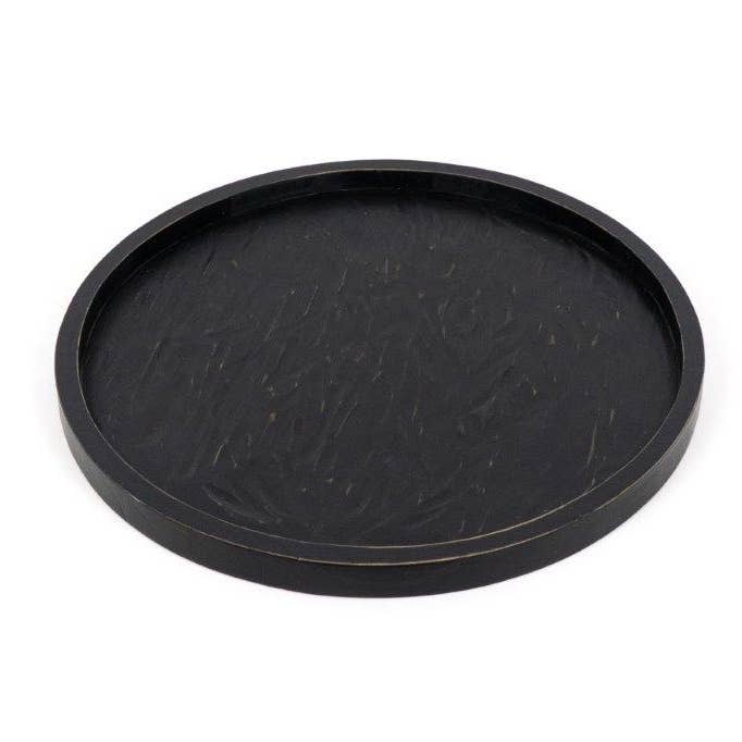 Adams & Co. - Wholesale Decorative Tray - 11806 - 15.5x15x1 wood round tray (TRAY) black