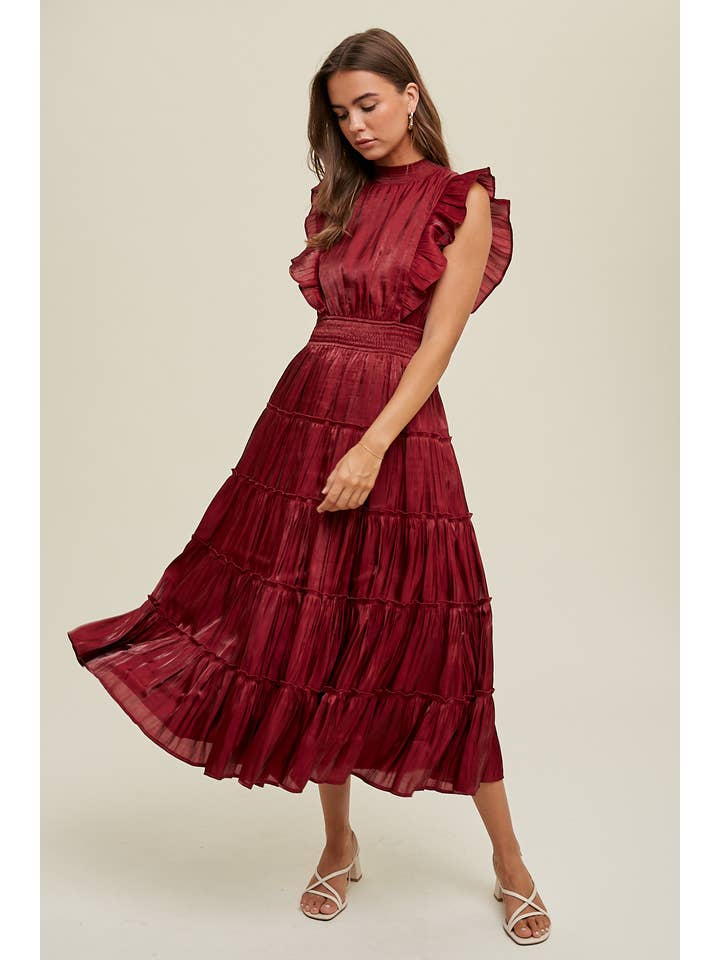 Wishlist Apparel - Vente Robe – femme - ROBE MIDI À PLUSIEURS NIVEAUX EN ORGANZA AVEC VOLANTS/WL23-8374