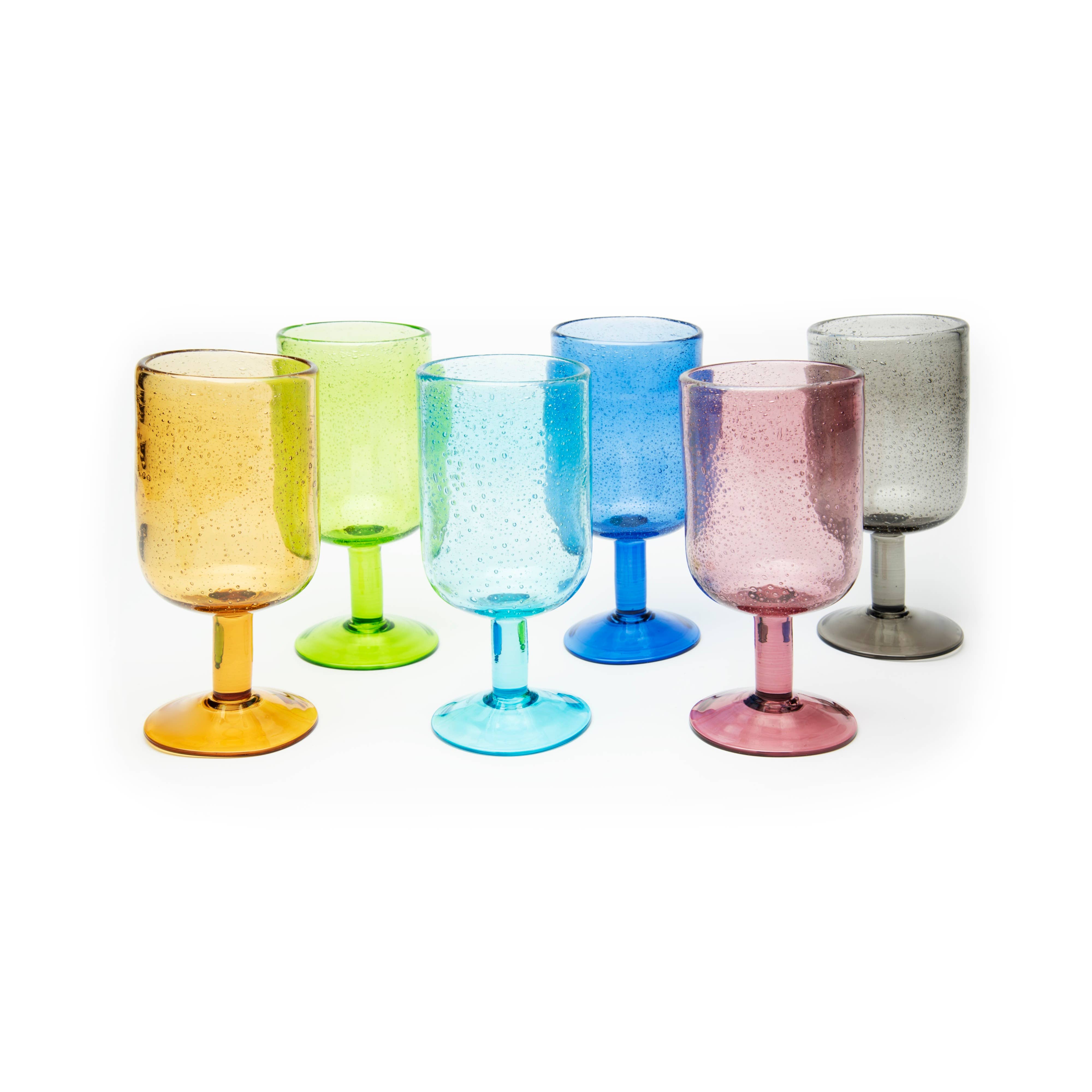 multicolour Set of 6 Color Bubble Glasses CL 39 for wholesale on Faire
