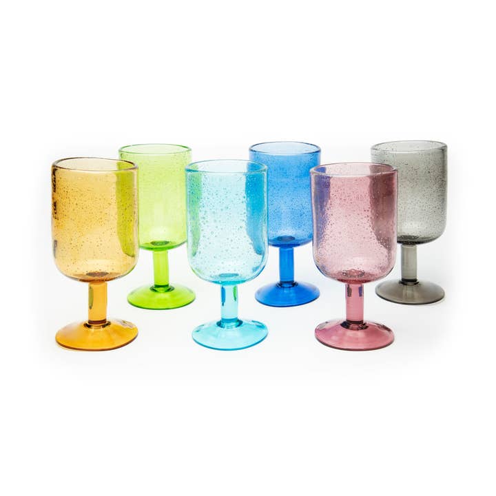 multicolour Set of 6 Color Bubble Glasses CL 39 for wholesale on Faire0