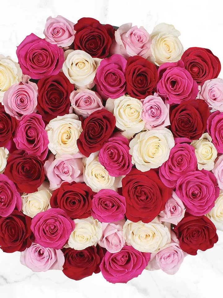 Shades of Pink Quad Roses Bouquet Valentines Fresh Cut Floral Arrangement 50 Stems (Copy) (Copy) for wholesale by UniqueMartandHome