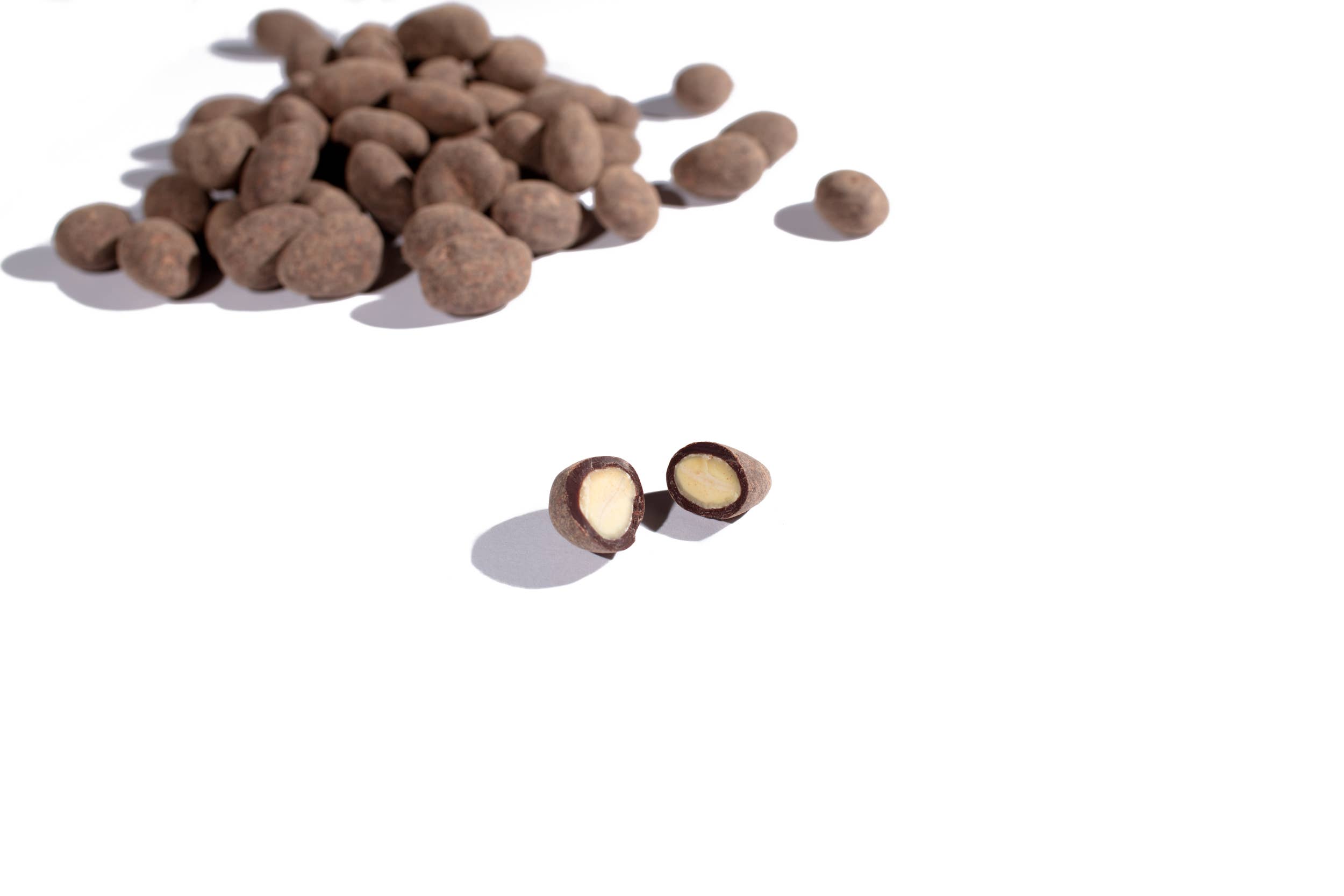 Fruition Chocolate Works – Doces cobertos de chocolate por atacado – Amêndoas com sal marinho defumado em chocolate amargo1