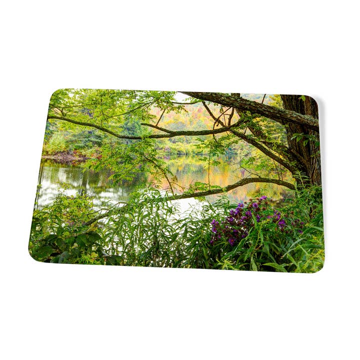 Coffin Pond Autumn Reflections Cutting Board by Chris Whiton for wholesale by American Brand Studio