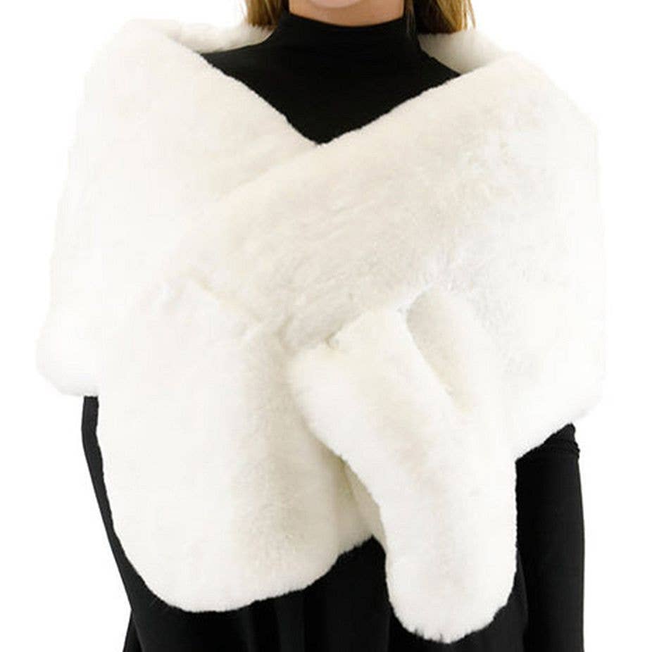 Diacly - Vente Châle – femme - Écharpe surdimensionnée en fausse fourrure de vison pour cheveux courts6