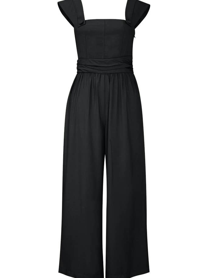 Chic Star viskose flæsedragt i sort 031524 for engroshandel hos CHIC STAR