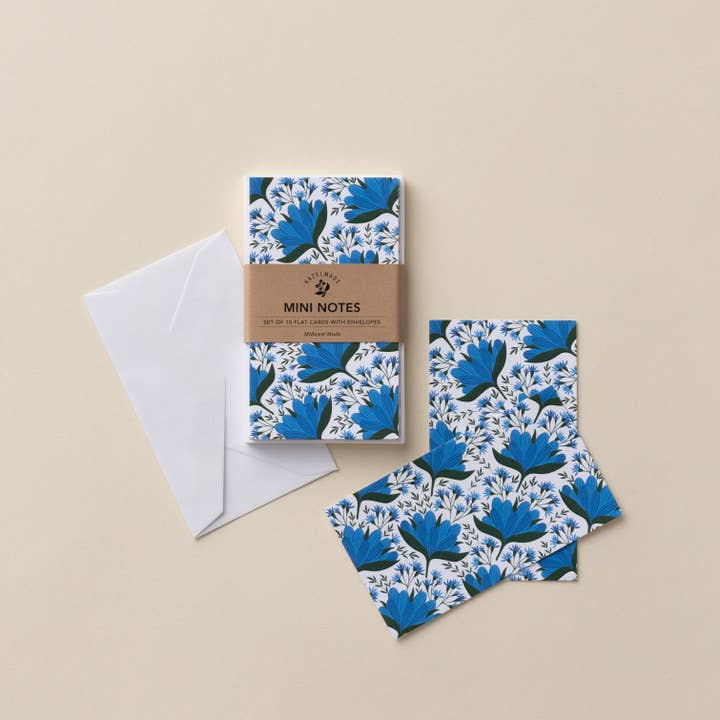 Set di Mini Note con Fiori Blu | Carta da Regalo | Biglietti | Fiori per la vendita all'ingrosso da parte di HAZELMADE Tea Towels + Gifts