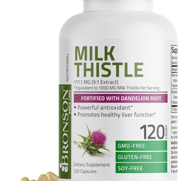 Bronson Milk Thistle Silymarin Marianum & Dandelion Root Liver Health Support, Antioxidant Support, Detox, 120 Capsules for wholesale by Natures Honest