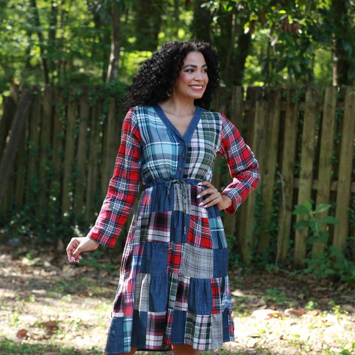 Plaid Denim Patchwork Dress (Country Fair) and other Purchase Wholesale patchwork jeans. Free Returns & Net 60 Terms on Faire trending on Faire.
