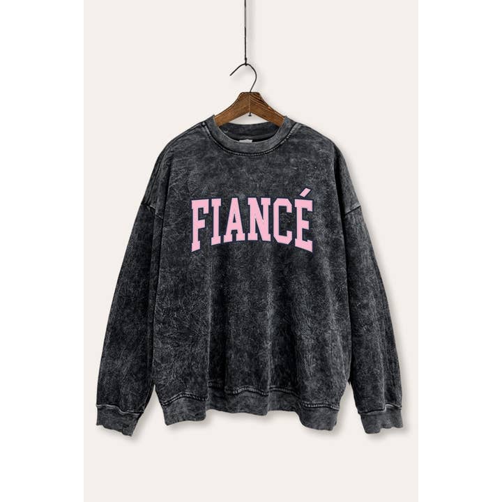 FELPA GRAFICA MINERALE LAVATA COLLEGIATA FIANCÉ per la vendita all'ingrosso da parte di VINTAGE POINT USA