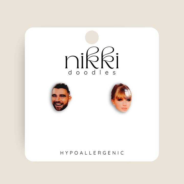 Nikki Doodles - Wholesale Stud/Post Earrings - Taylor Swift Travis Kelce Novelty Stud Earrings