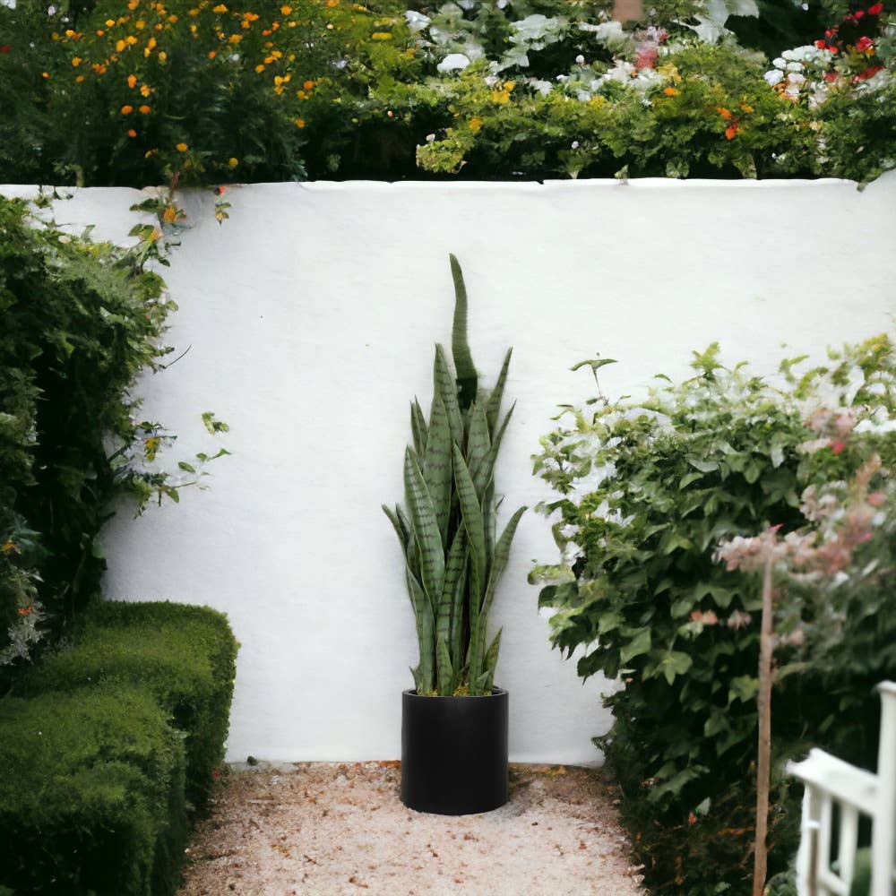 Vasesource - Vente Jardinière - Jardinière ronde en fibre de pierre noire (CAMBRIDGE17BL)1