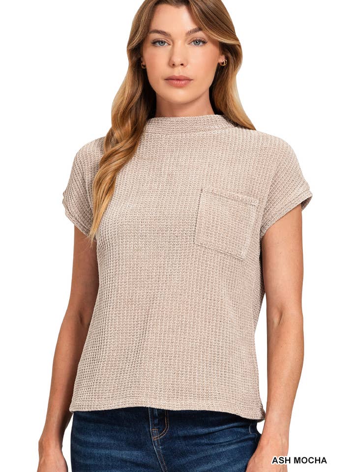 Vanilla Monkey - Wholesale Sweater Vest - Women's - Chenille Waffle Short Sleeve Sweater0