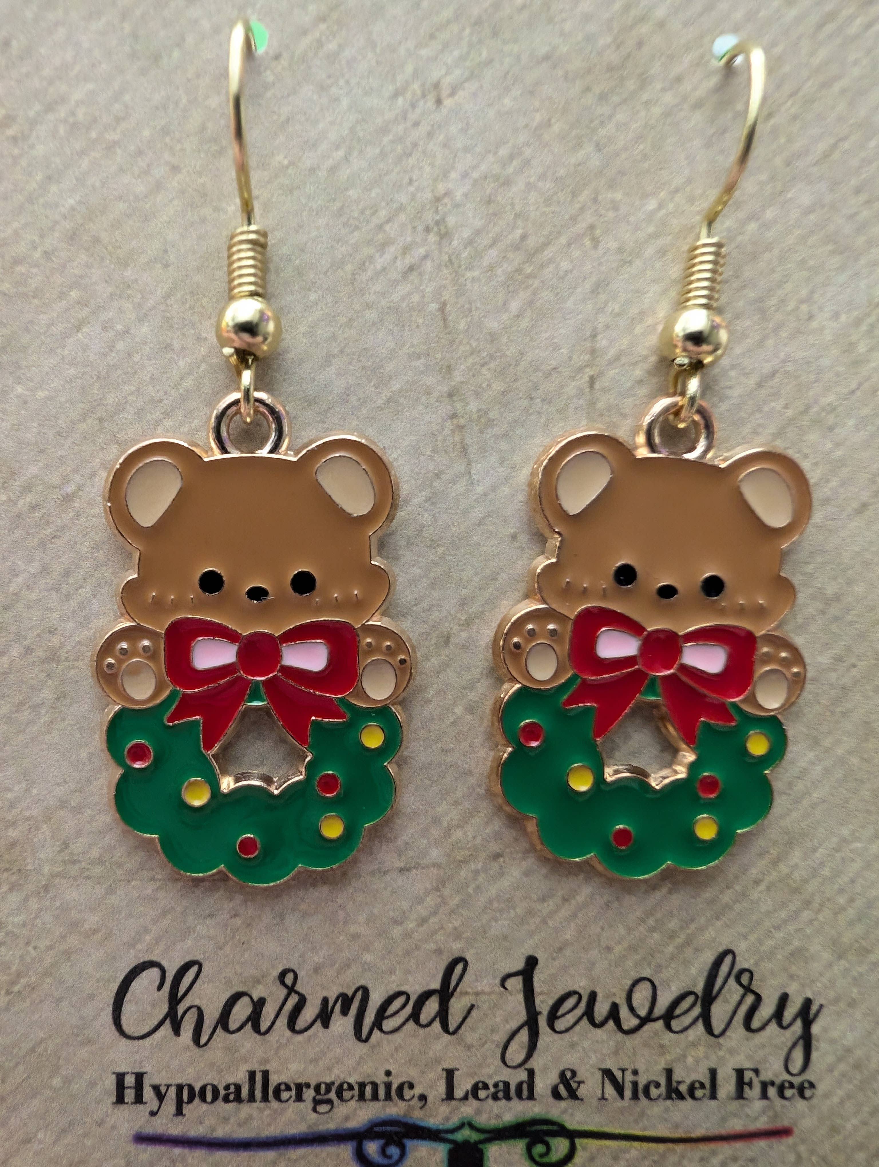 Con-Quest Crafts - Vente Boucles d'oreilles pendantes - Boucles d'oreilles et collier Noël inspirés de Hello Kitty & ses amis12