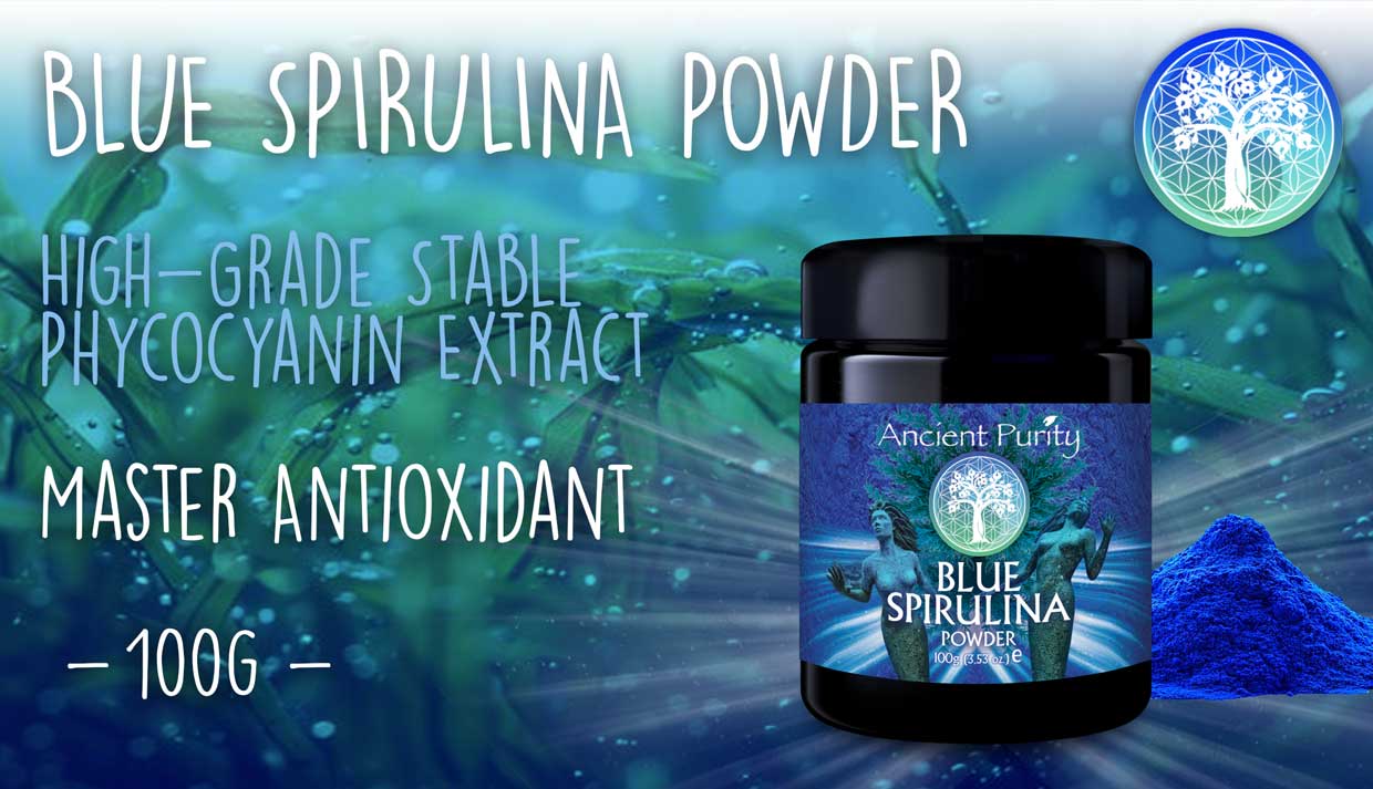 Ancient Purity – Engroshandel Kosttilskud og vitaminer – Blå Spirulina Pulver | Phycocyanin - 100g (3,52 oz.)1