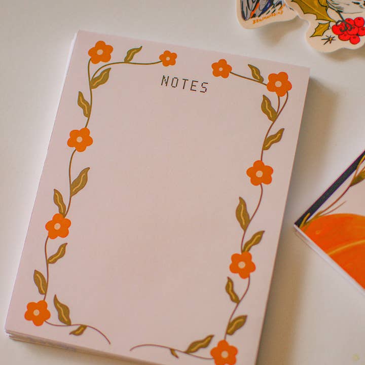 Brush + Bird Paper Co. - Wholesale Notepad - Orange Flower Notes | 4.25"x5.5" Cute Cozy Notepad Gift3