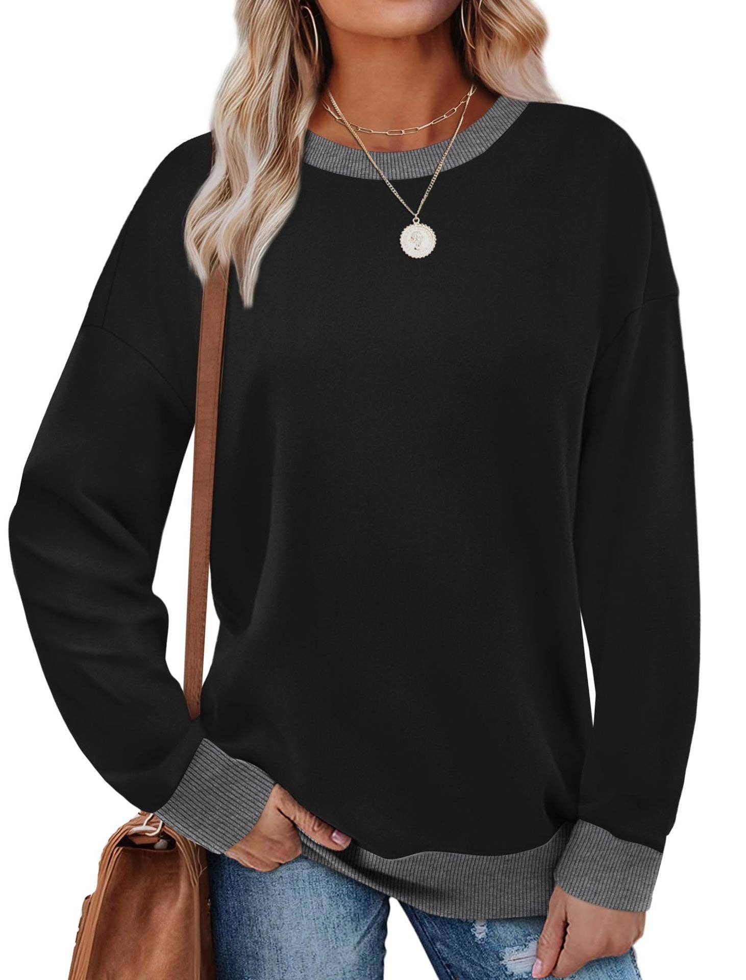 Suhkasana - Wholesale Sweatshirt - Dames - Colorblock Crewneck Pullover Sweatshirt voor Dames0