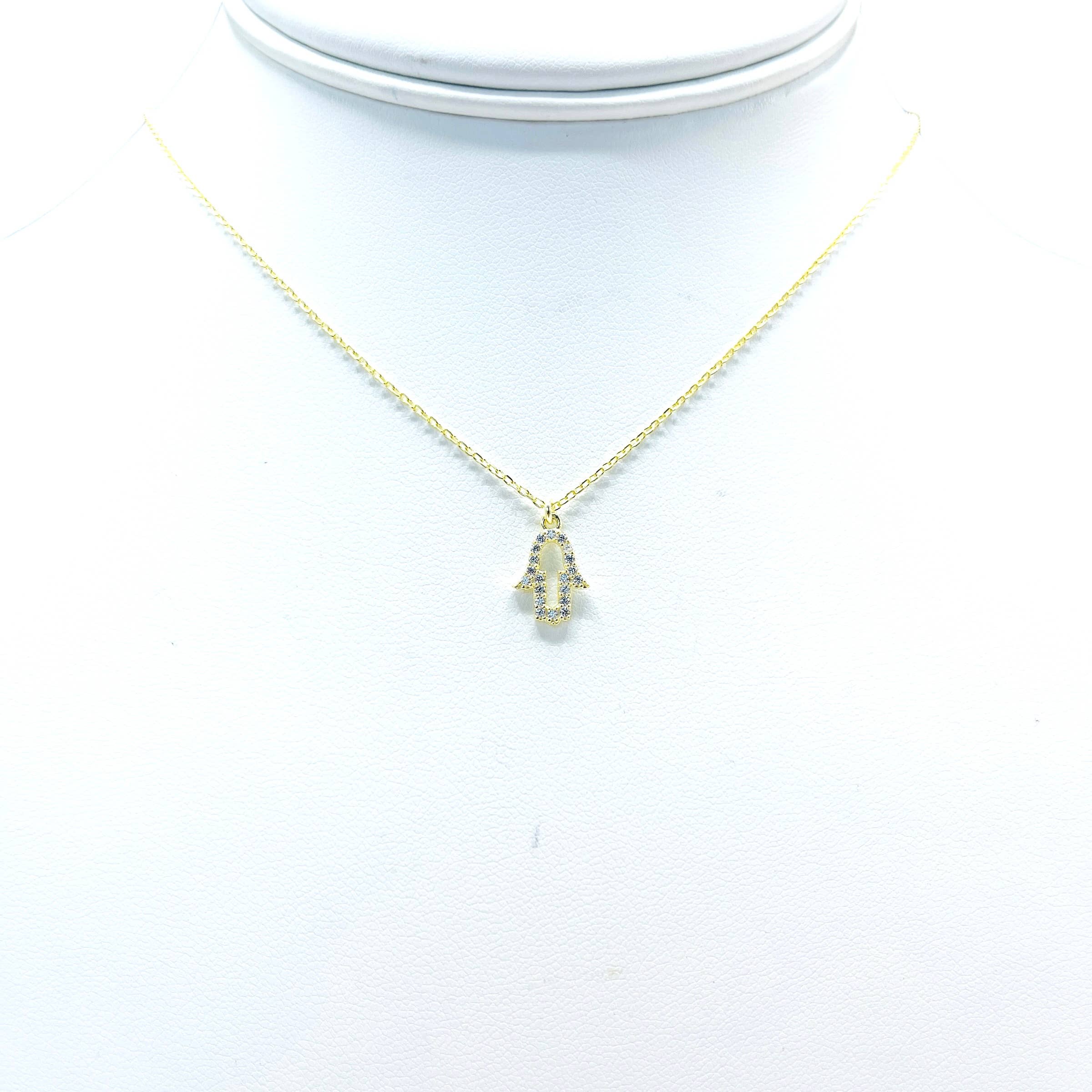 Loli - Wholesale Pendant/Charm Necklace - 925 Sterling Silver Dainty Hamsa Evil Eye Necklace0