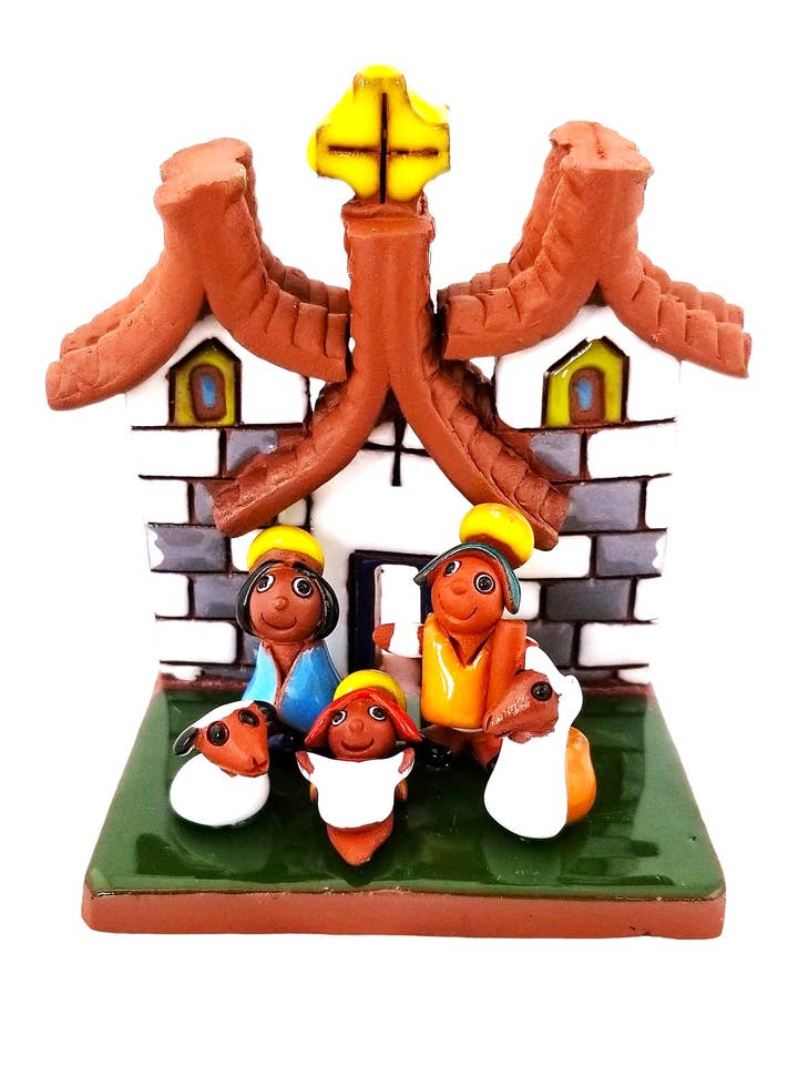 Keramische kerststal met kerk voor wholesale door Sedona Spirit