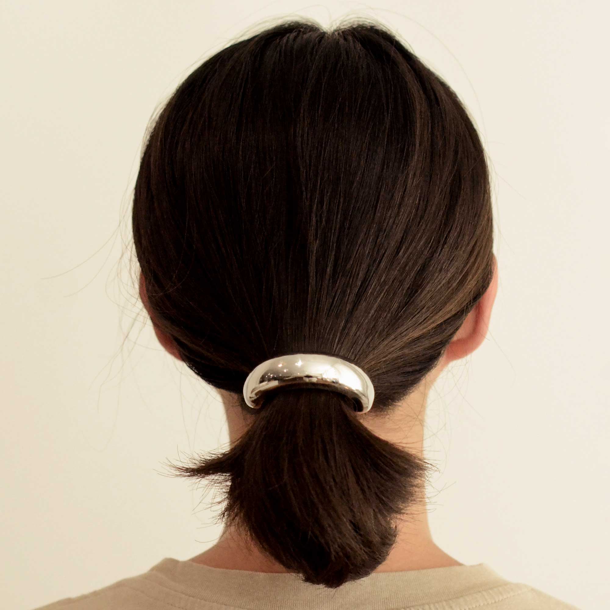 nar'sha - Wholesale Hair Tie - Wide Metal Cuff Hair Tie | Silver3