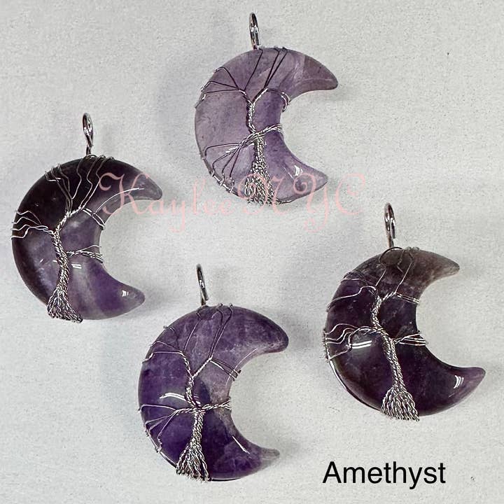 KayleeNYC - Wholesale Individual Charm/Pendant - Hand Wrapped Crystal Moon Pendant
