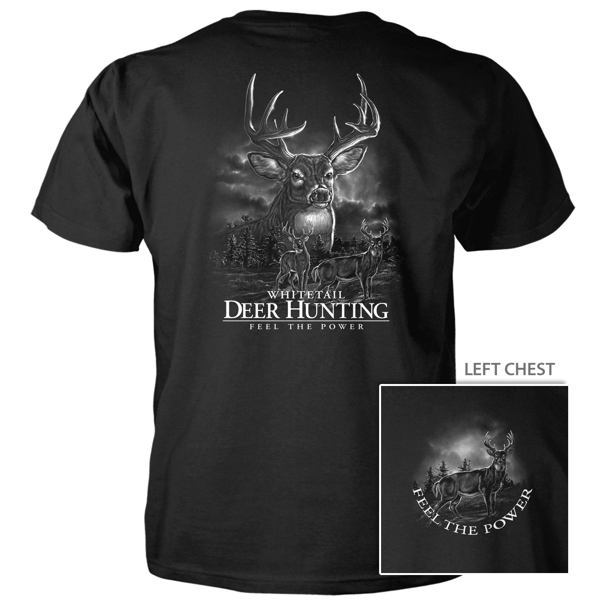 Old Country Outfitters - Vente T-shirt sérigraphié – unisexe - T-shirt en coton peigné « Feel the Power Deer Hunting »0