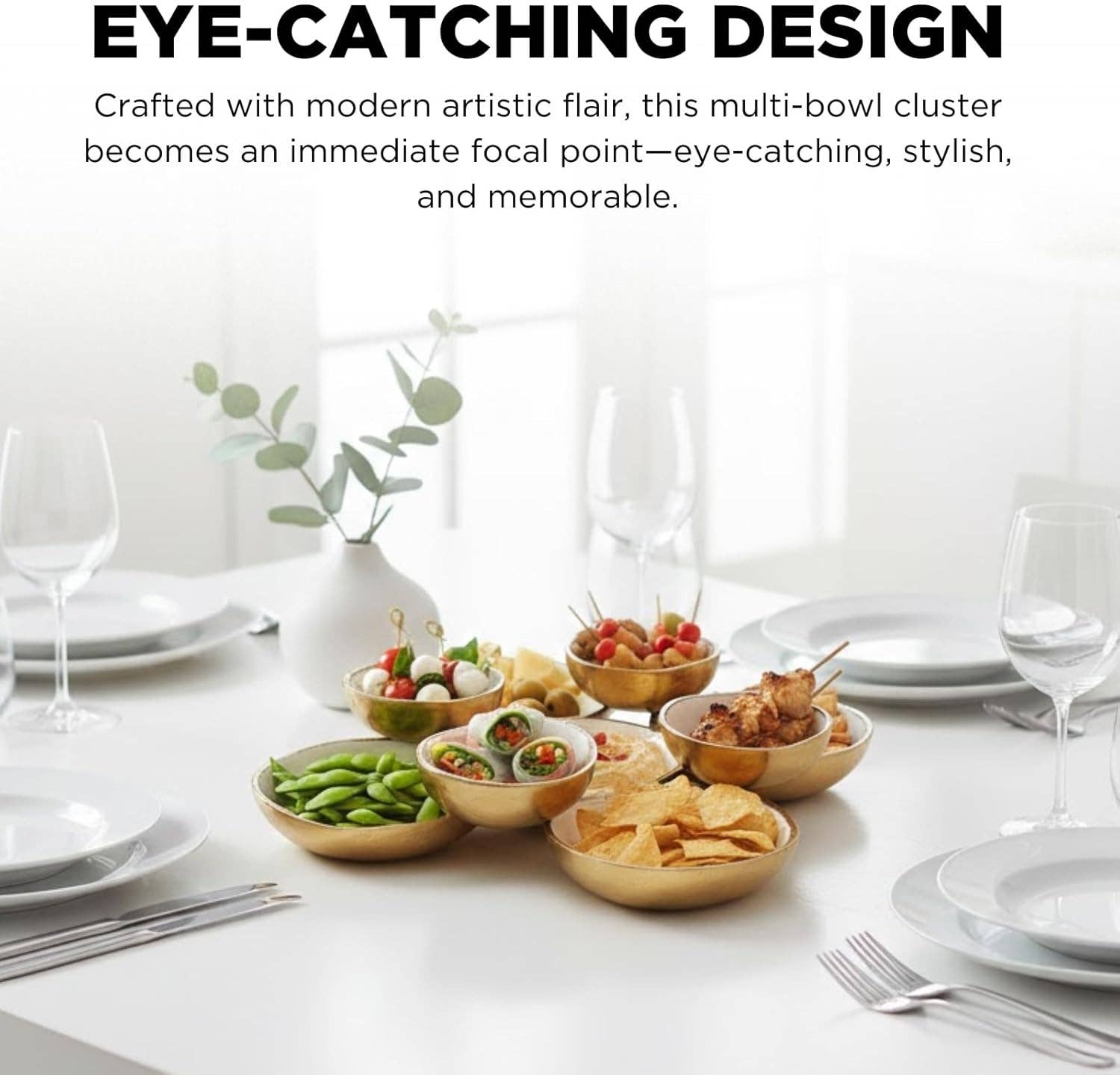 The Wine Savant /  Khen Glassware - Wholesale Serve Bowl - Cluster of 9 Round Serving Bowls Decorative Bowls Gold7