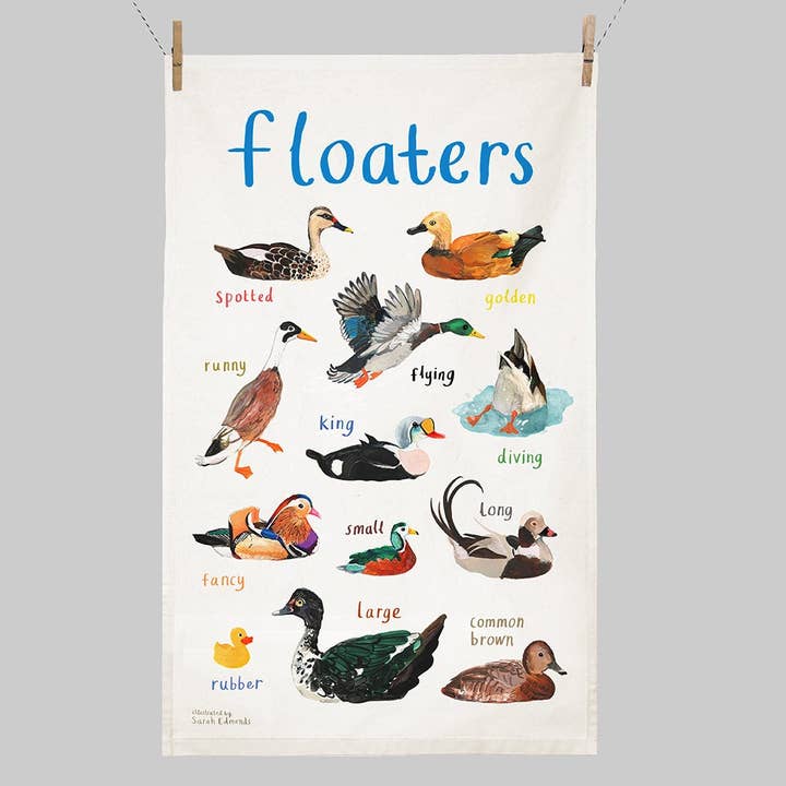 Sarah Edmonds Illustration – wholesale Tea towel – Floaters Bird Cotton Tea Towel1